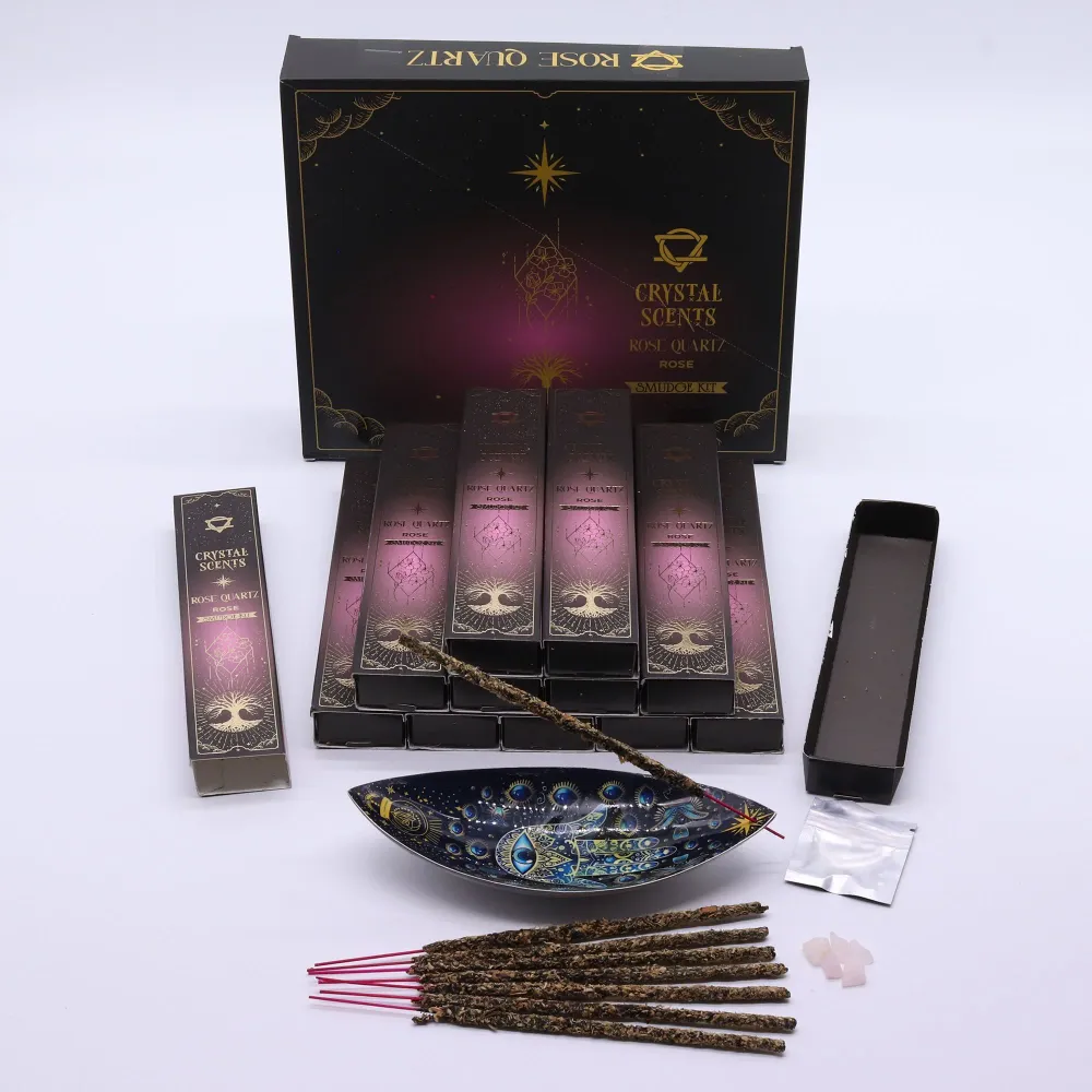 Encens parfumé aux cristaux de quartz rose - Rose