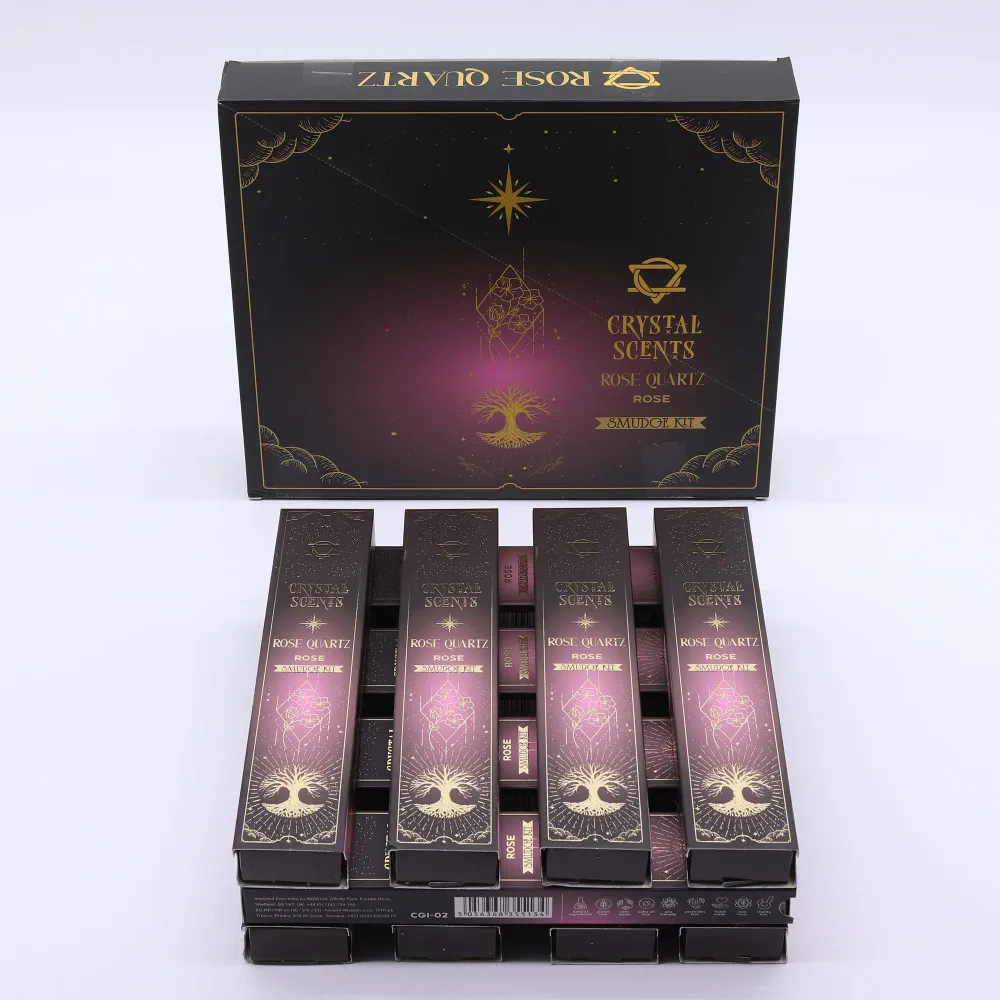 Encens parfumé aux cristaux de quartz rose - Rose