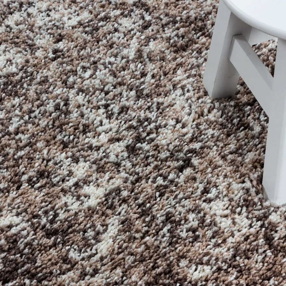 ENJOY - Tapis shaggy rond à poils longs beige - ENJ4500BEI
