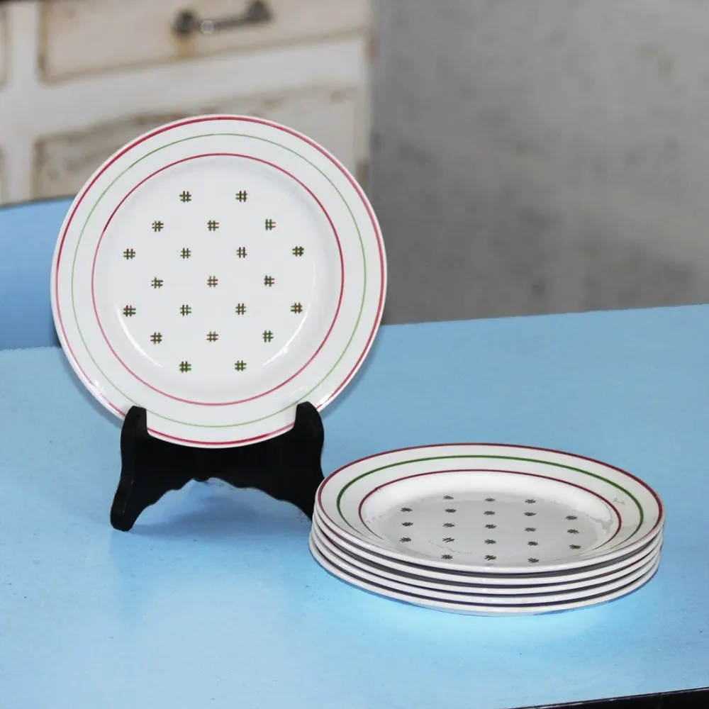 Ensemble de 6 assiettes à dessert en faïence de Lunéville modèle Yveline