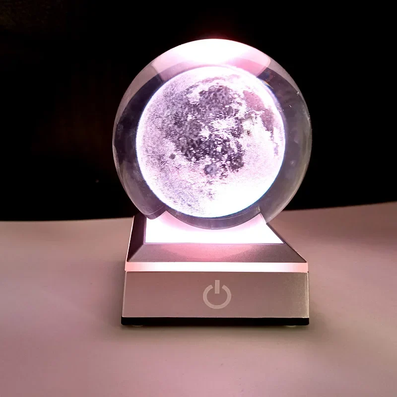 Boule de cristal veilleuse : Lune Espace Cosmonaute