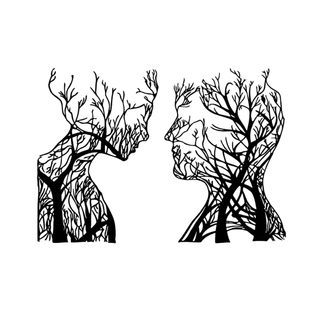 Tableau ajouré, décoration murale 3D, tableau 3D "Têtes d'arbres" 60x40cm Noir Eyoka