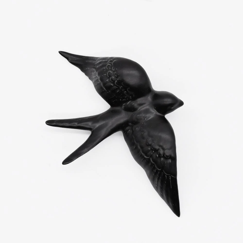Hirondelle de Caldas da Rainha en céramique noire mate FAIO