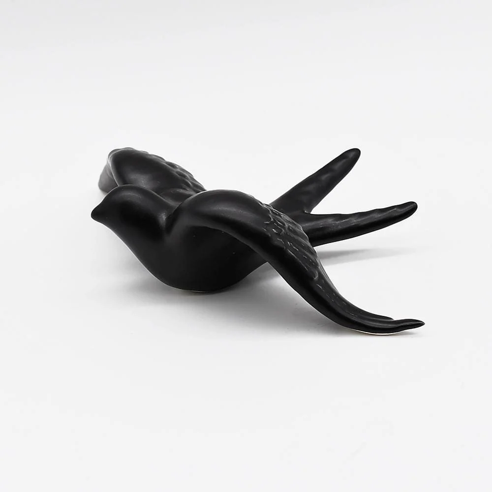 Hirondelle de Caldas da Rainha en céramique noire mate FAIO