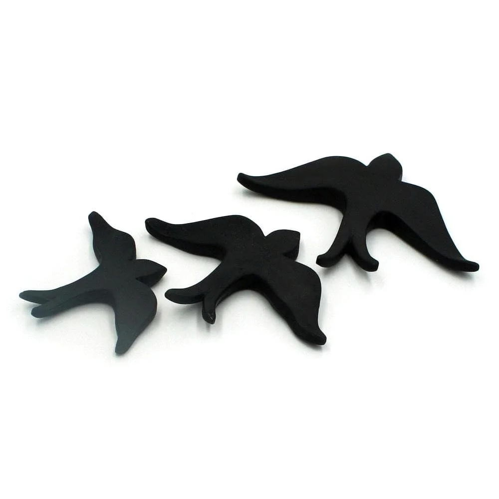 Ensemble de 3 hirondelles en terre cuite FEBA