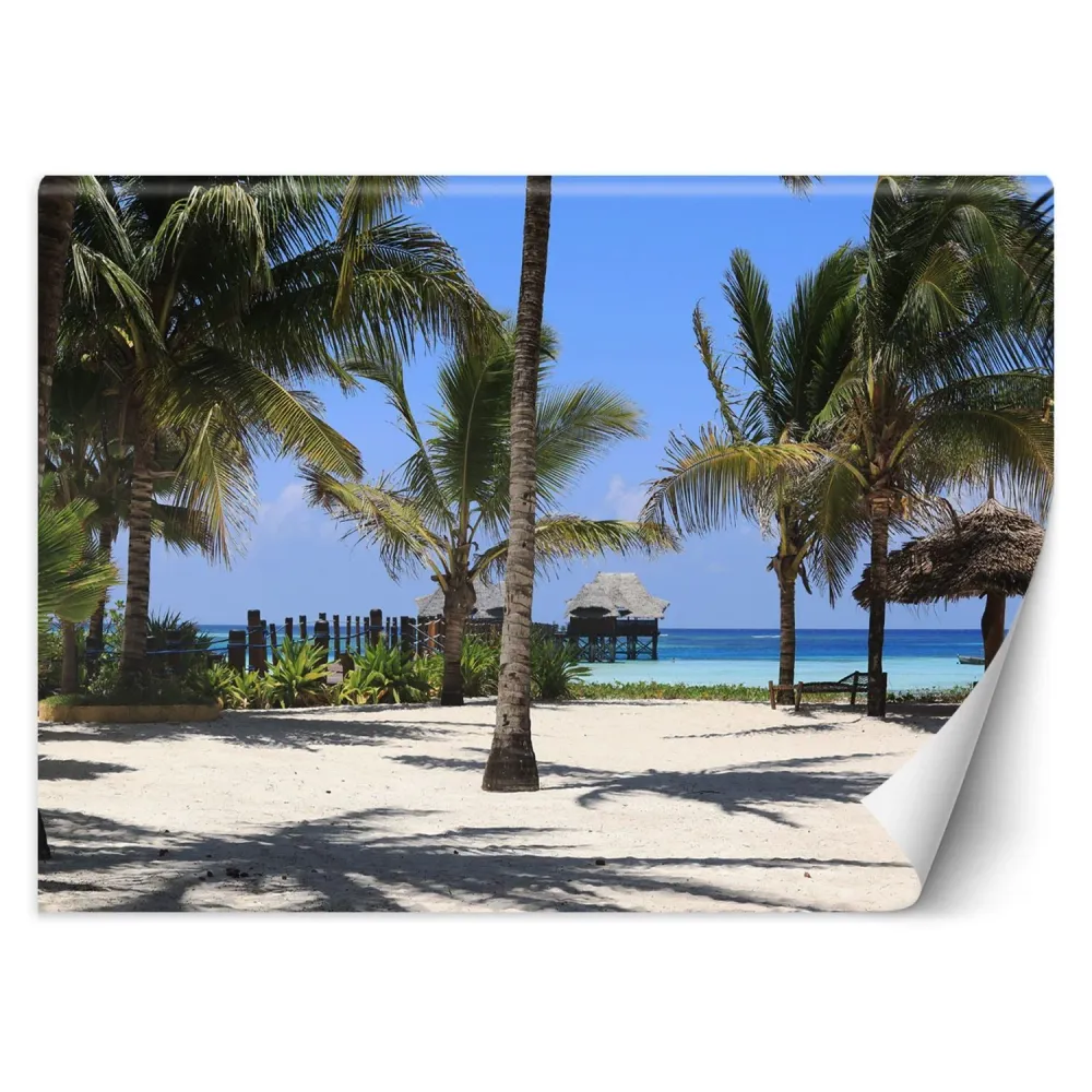 Fond d'écran, Plage paradisiaque des palmiers aux Maldives 100x70 Feeby