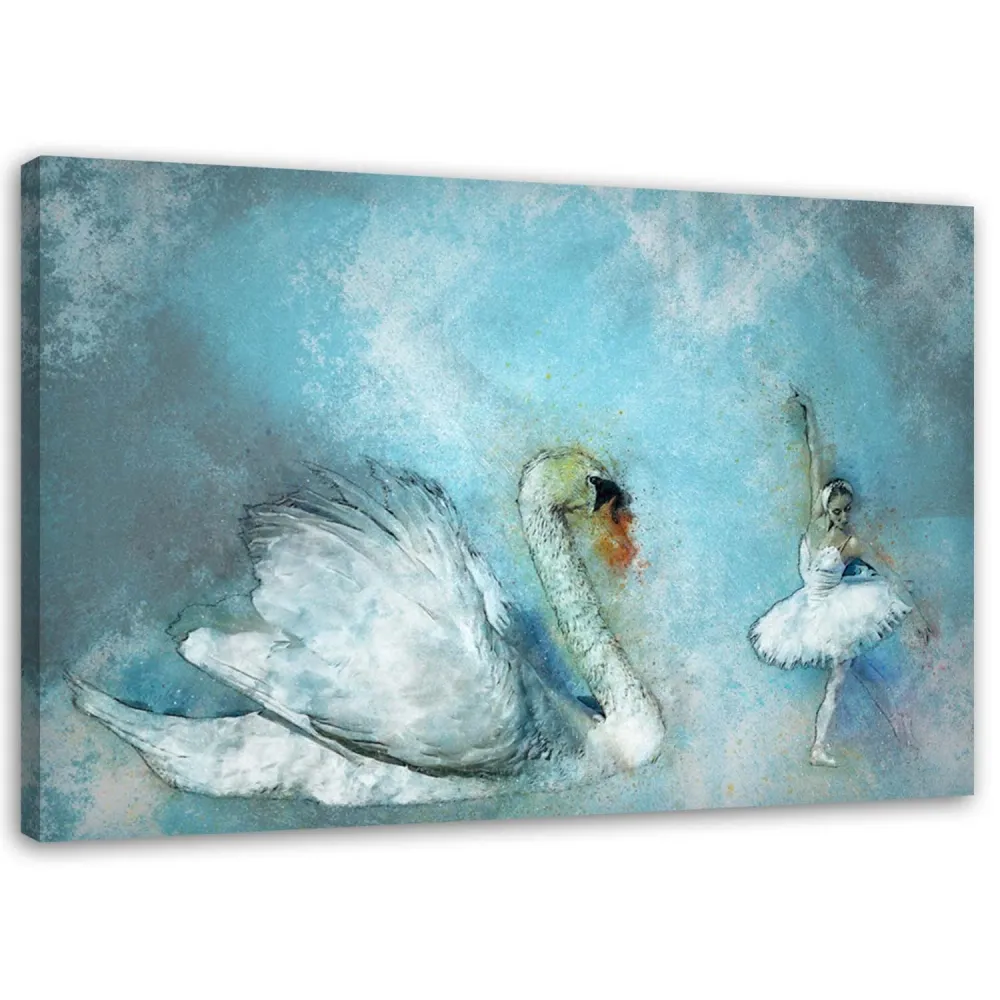 Impression sur toile, Cygne et ballerine 60x40 Feeby