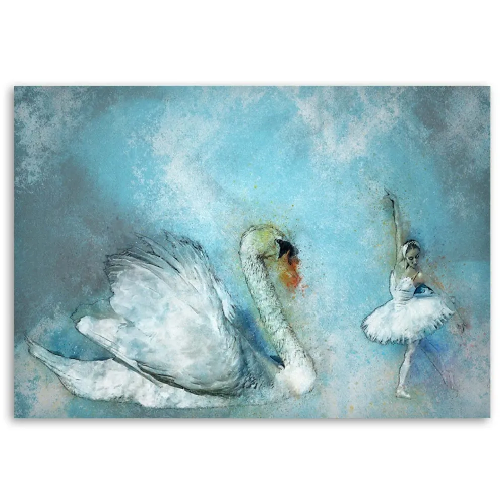 Impression sur toile, Cygne et ballerine 60x40 Feeby
