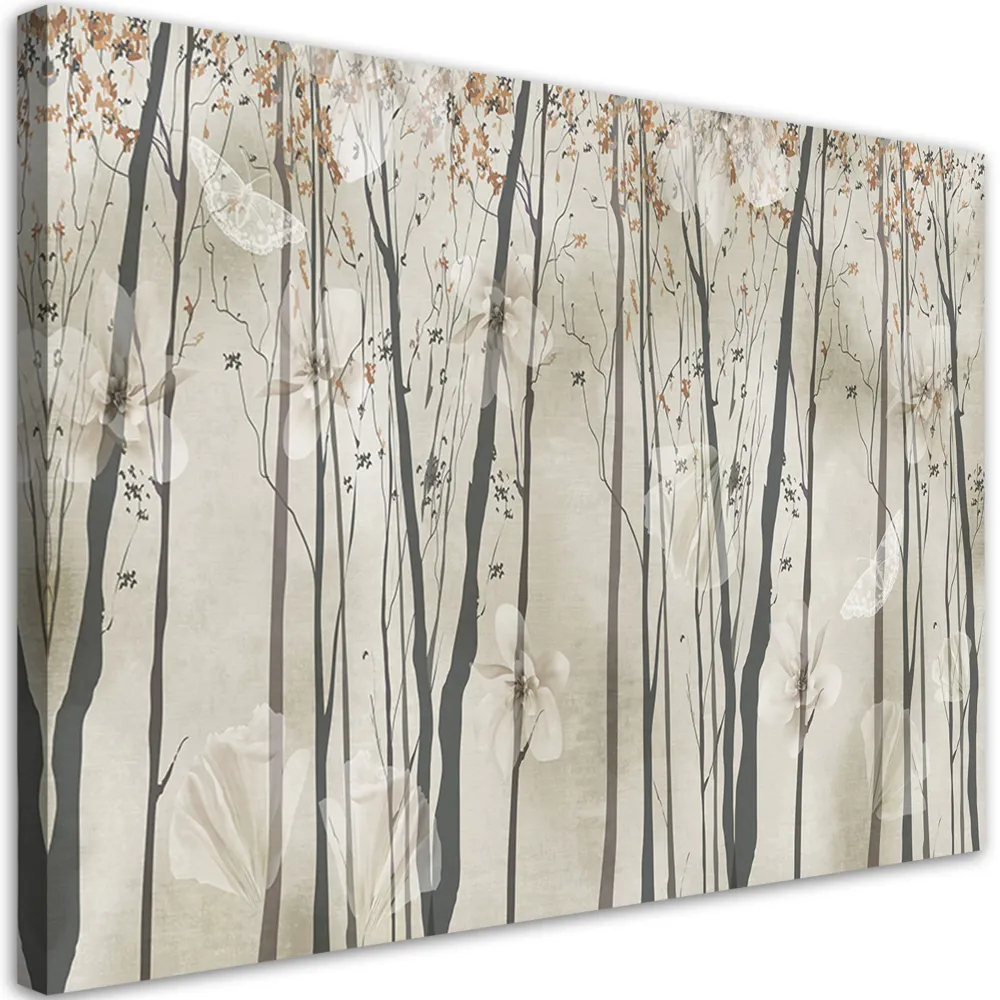 Impression sur toile, Fleurs et papillons 60x40 Feeby
