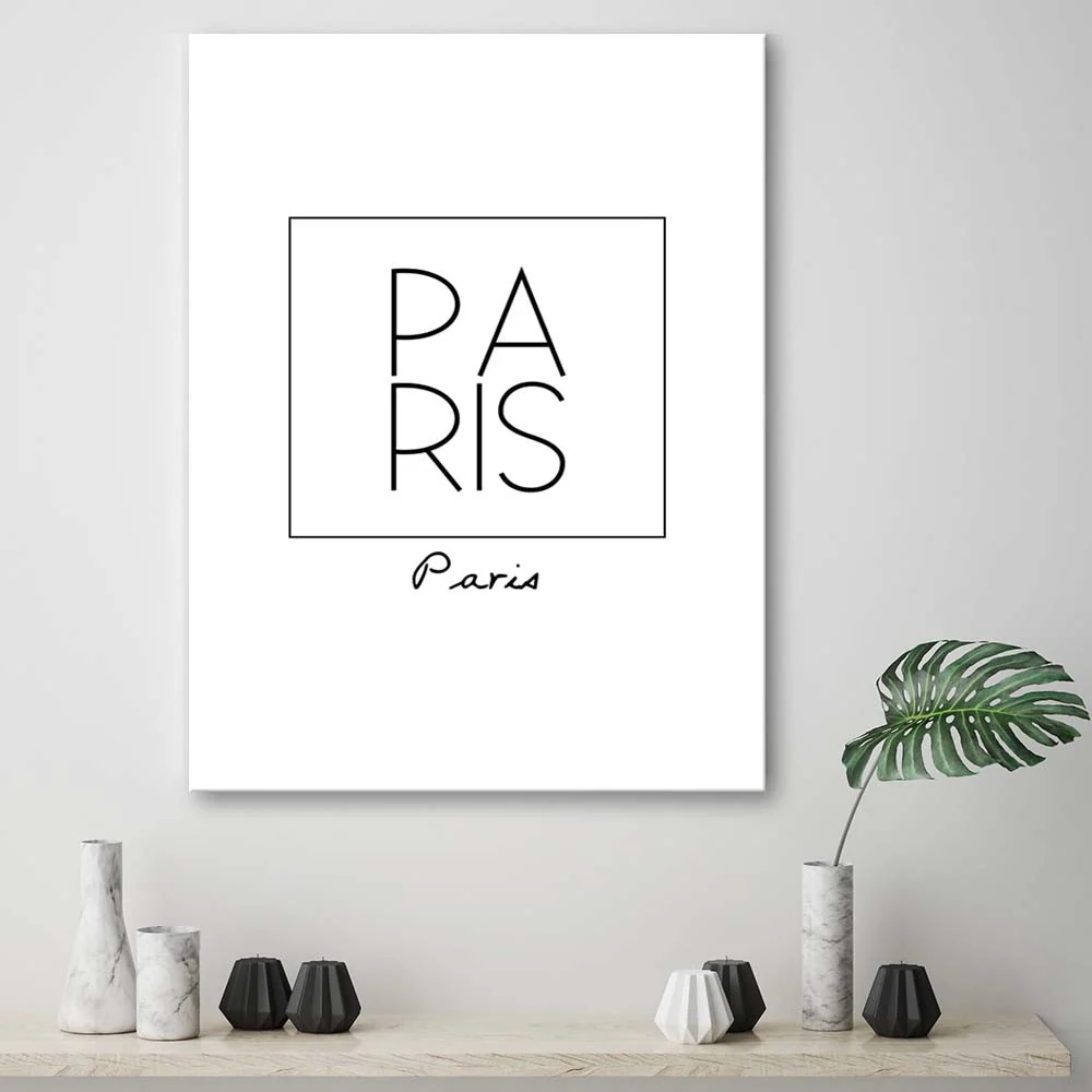Impression sur toile, inscription de Paris 40x60 Feeby