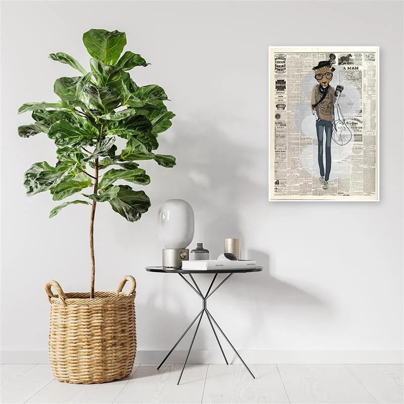 Impression sur toile, léopard hipster - article de journal 40x60 Feeby