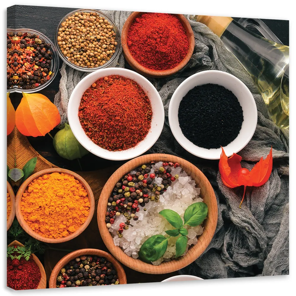 Impression sur toile, Épices aromatiques pour la cuisine 30x30 Feeby