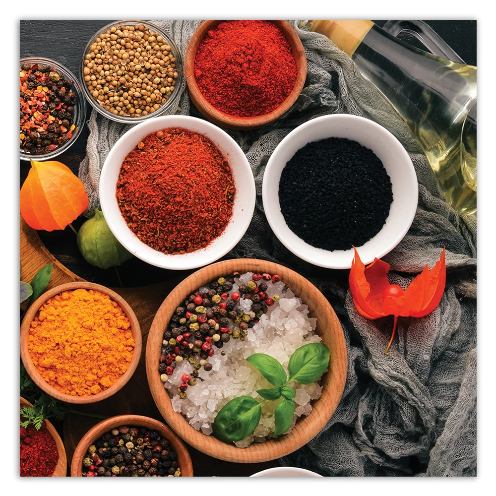 Impression sur toile, Épices aromatiques pour la cuisine 30x30 Feeby