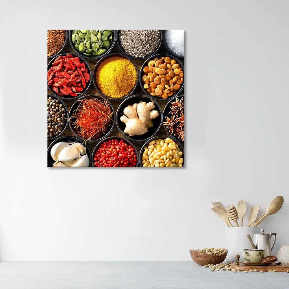 Impression sur toile, épices de cuisine 30x30 Feeby
