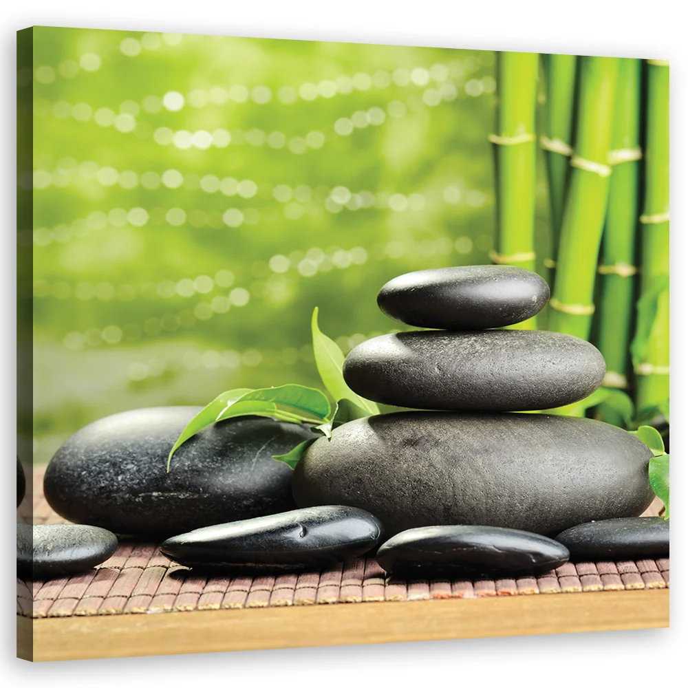 Impression sur toile, Pierres et feuilles, spa zen 30x30 Feeby