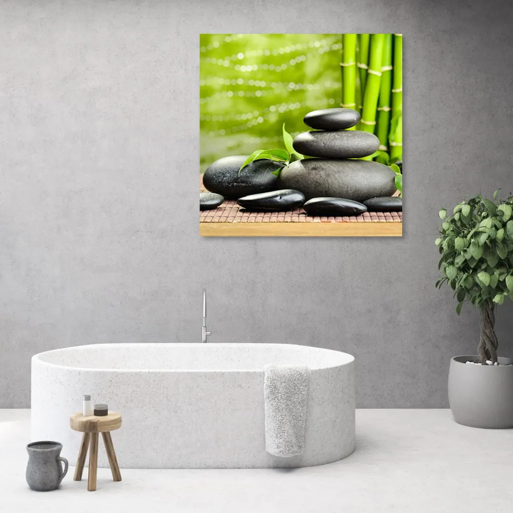 Impression sur toile, Pierres et feuilles, spa zen 30x30 Feeby