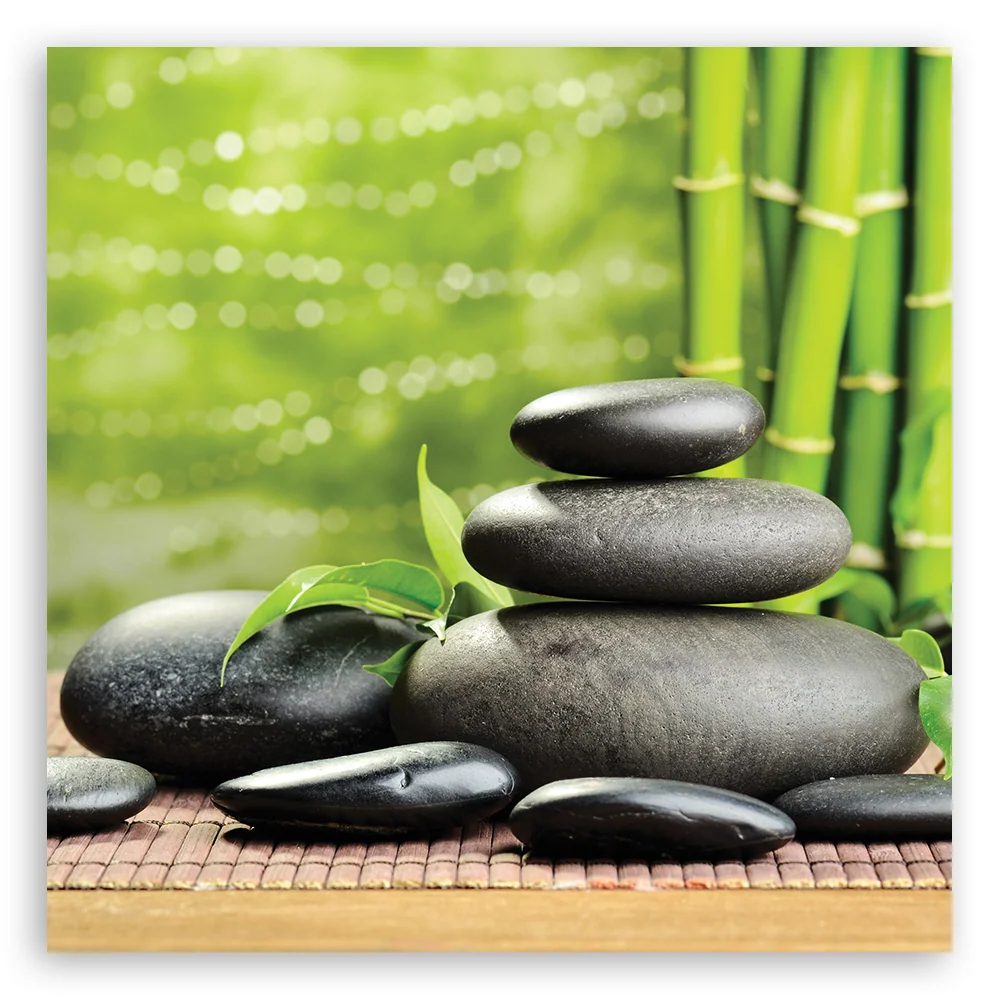 Impression sur toile, Pierres et feuilles, spa zen 30x30 Feeby