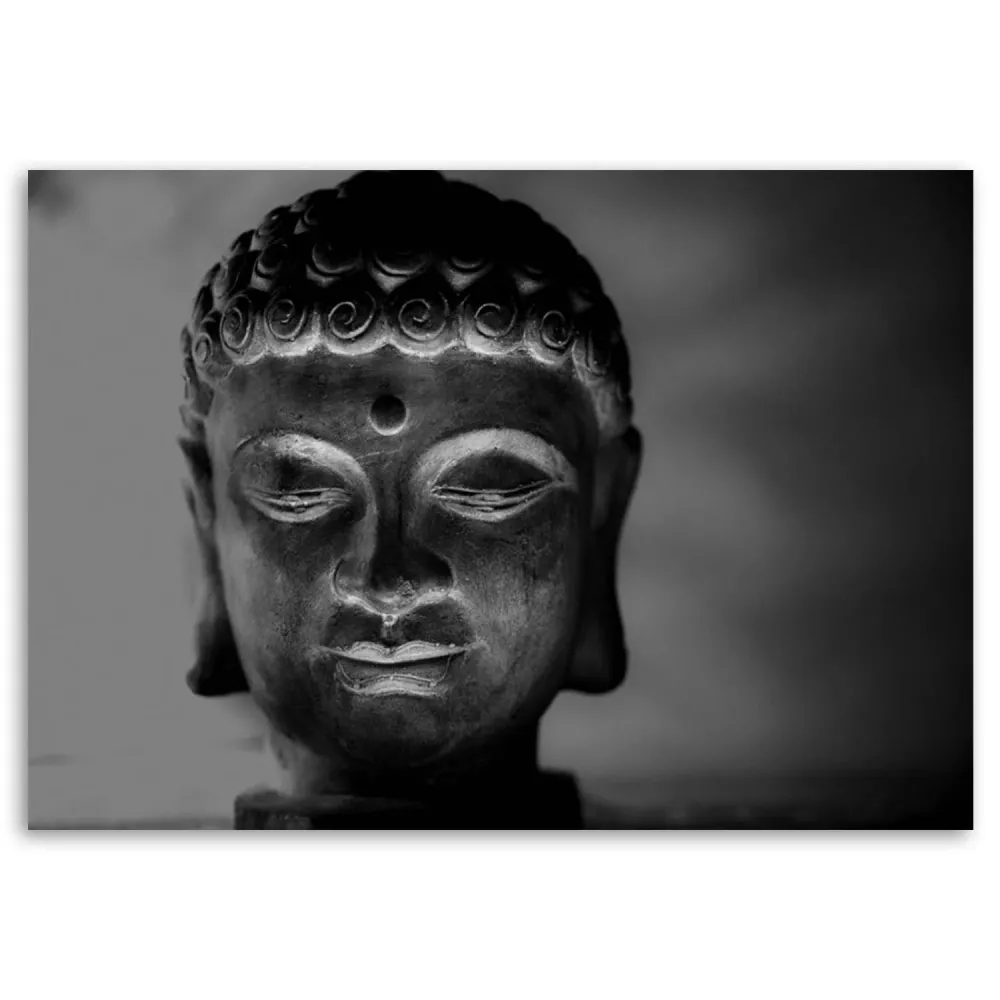 Impression sur toile, Tête de Bouddha illuminée 60x40 Feeby