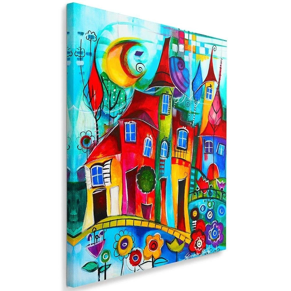 Impression sur toile, Ville colorée la nuit 40x60 Feeby