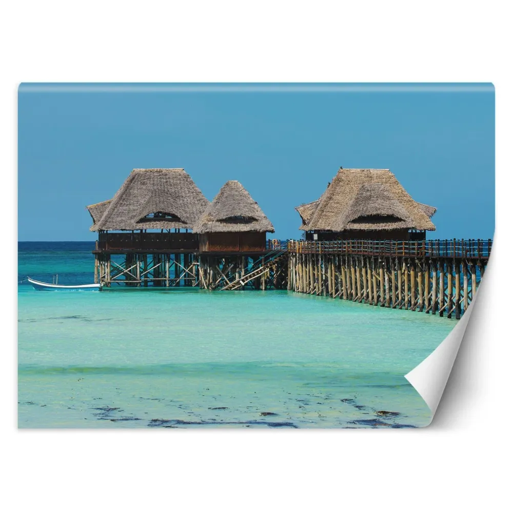 Papier peint, cabanes tropicales des Maldives au bord de l'eau 100x70 Feeby