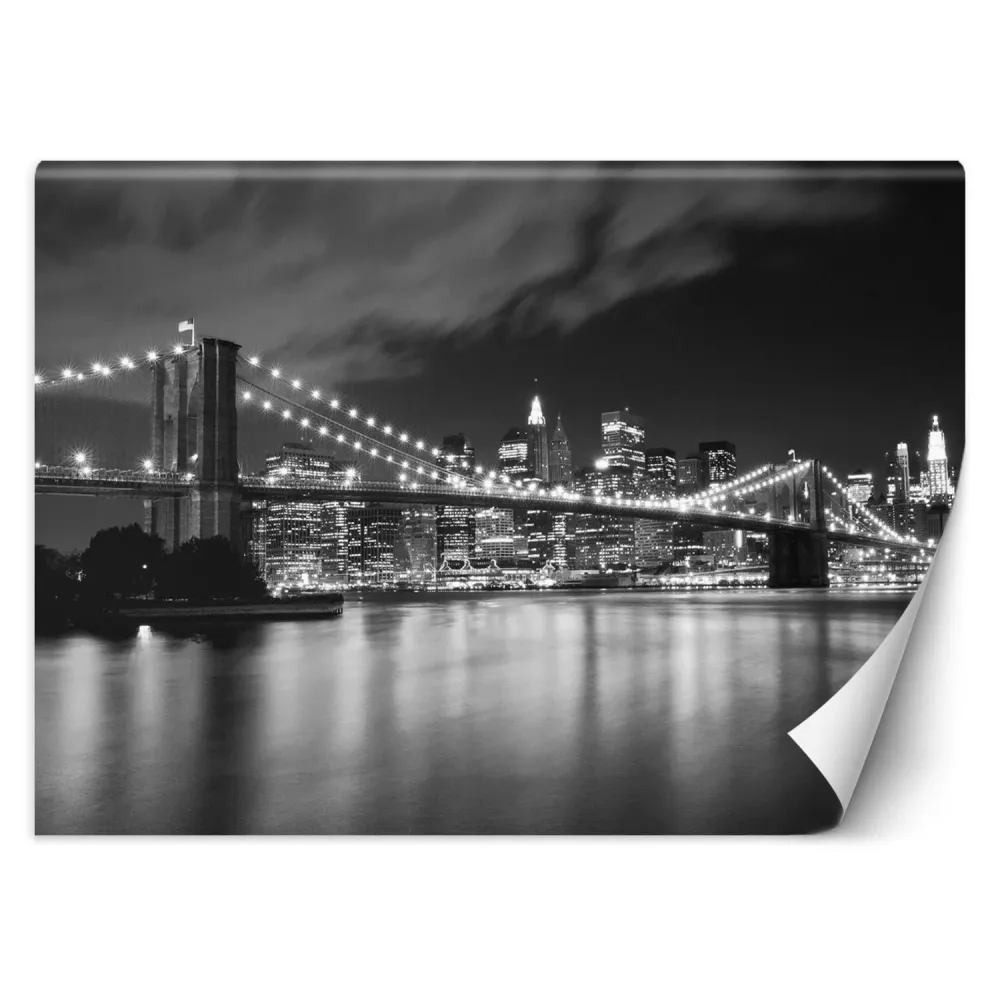 Papier peint, pont de Brooklyn la nuit, New York 100x70 Feeby