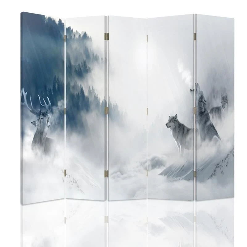 Paravent double face, animaux en hiver Feeby