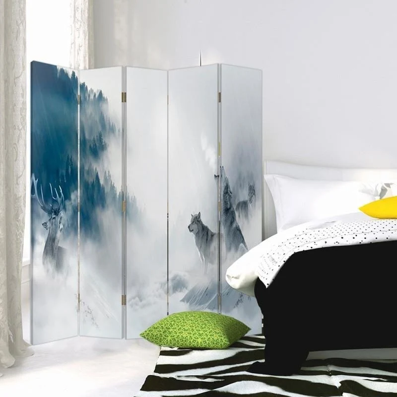 Paravent double face, animaux en hiver Feeby