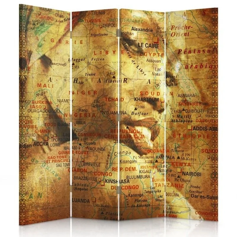 Paravent double face, carte avec portrait de femme Feeby