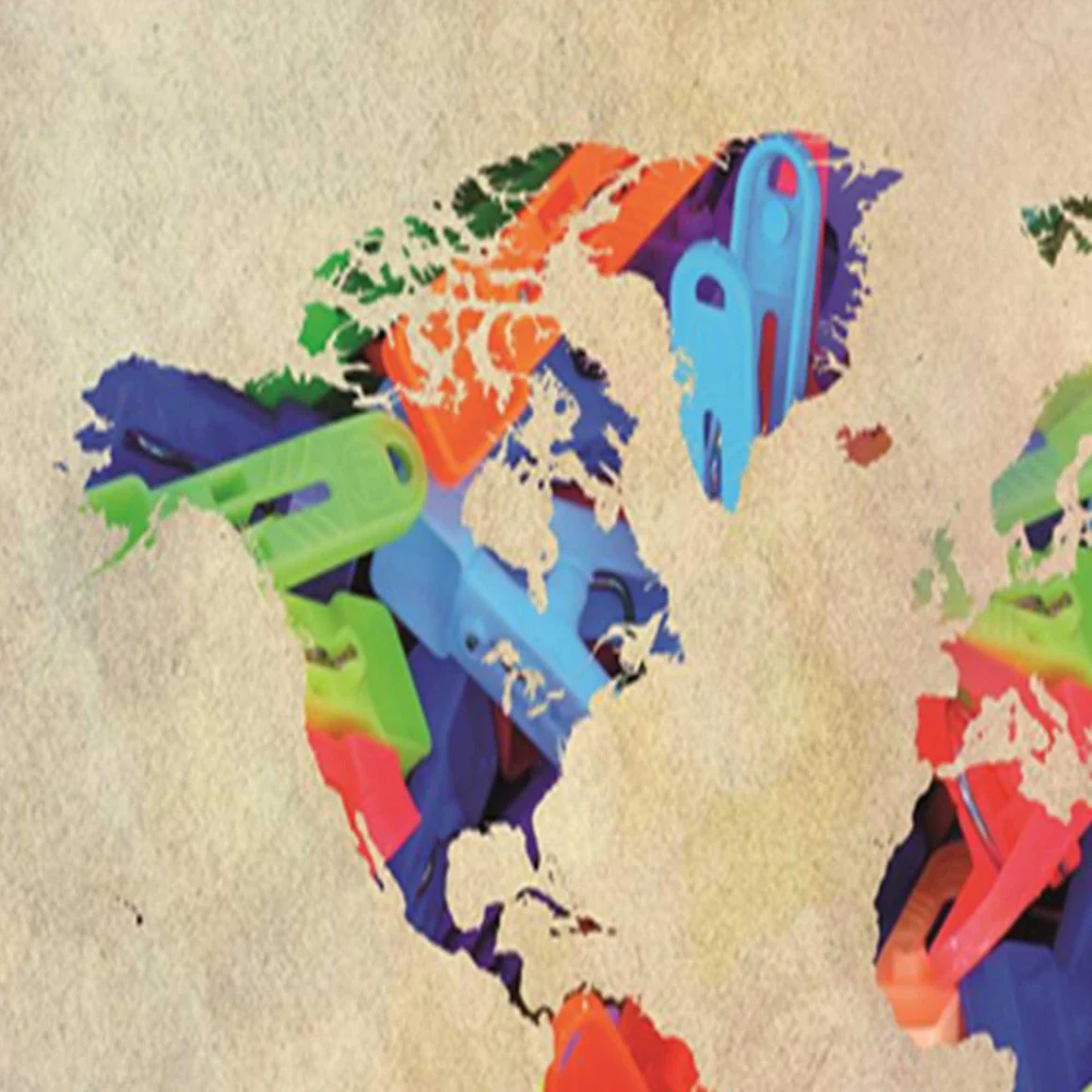 Paravent double face, carte du monde colorée Feeby