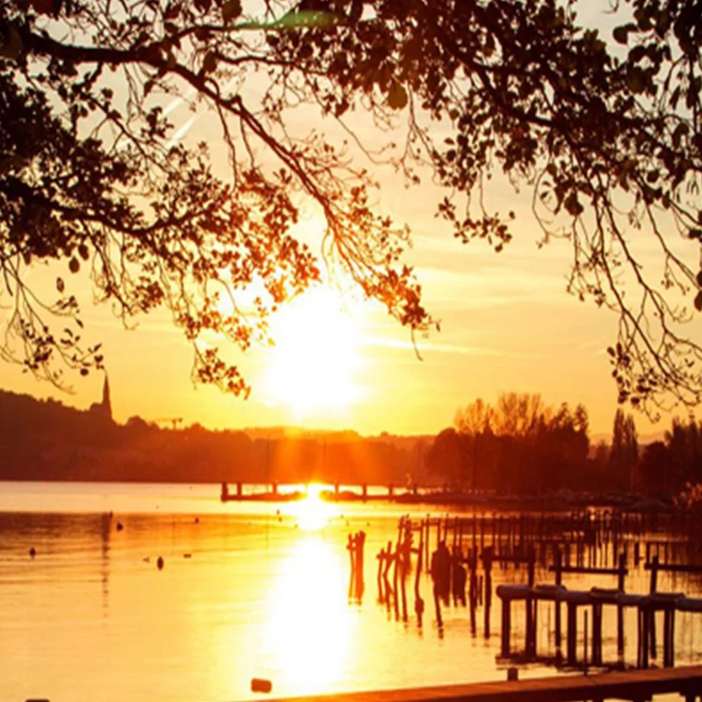 Paravent double face, coucher de soleil sur la rivière Feeby