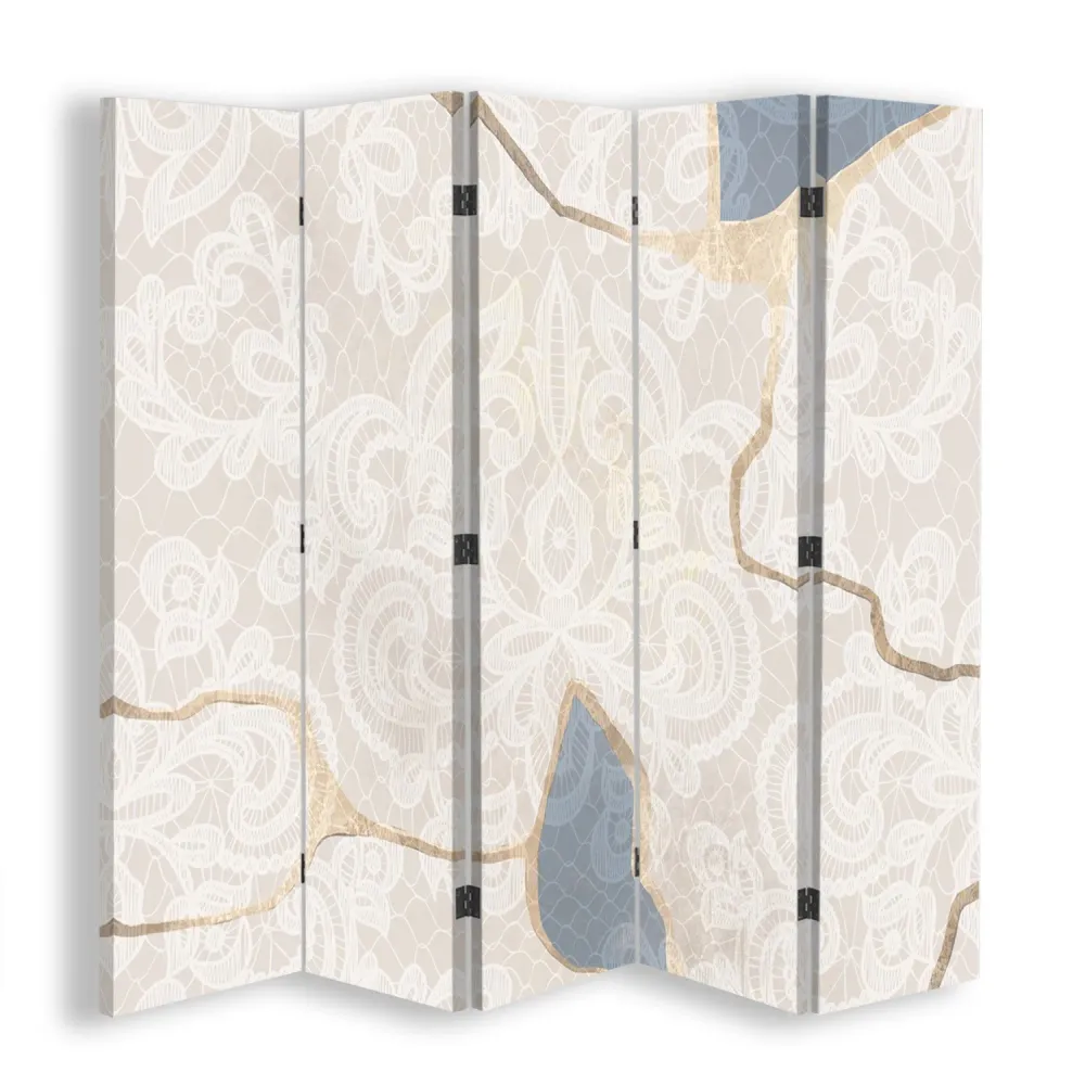 Paravent double face, motif beige délicat Feeby