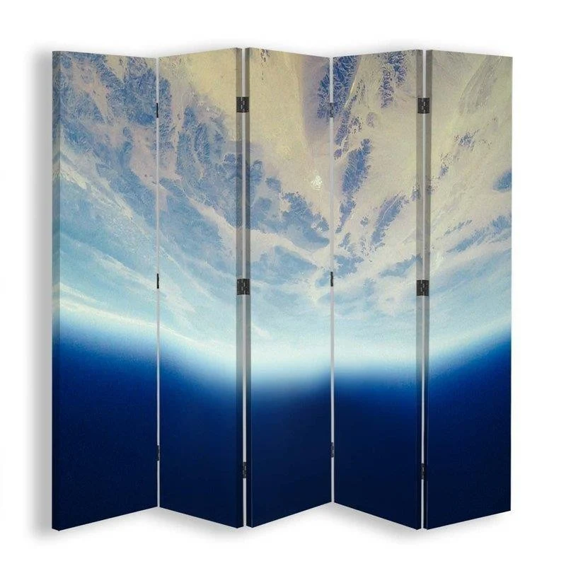 Paravent double face, représentant la Terre vue de l'espace Feeby