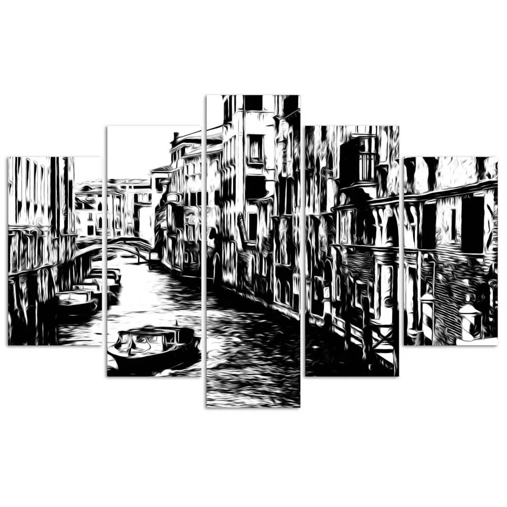Tableau en cinq parties sur toile, canal de Venise 100x70 Feeby