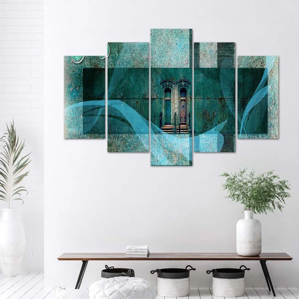 Tableau en cinq parties sur toile, Fenêtre mystérieuse 100x70 Feeby