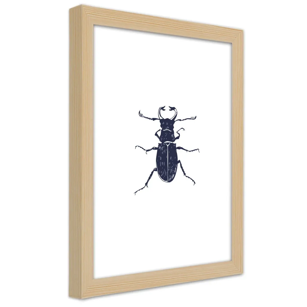 Tableau dans un cadre naturel, coléoptère noir 20x30 Feeby