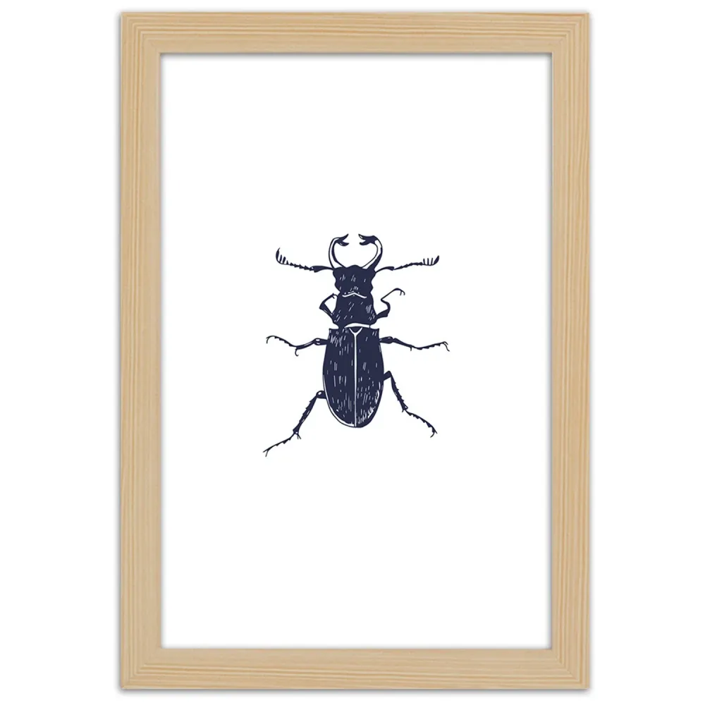 Tableau dans un cadre naturel, coléoptère noir 20x30 Feeby