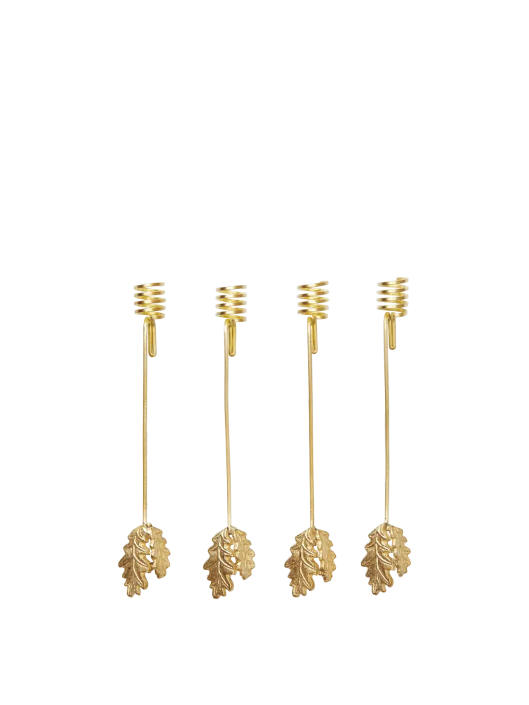 Oak Leaf Christmas Tree Candle Holders - Set 4 - Brass Ferm Living - COM