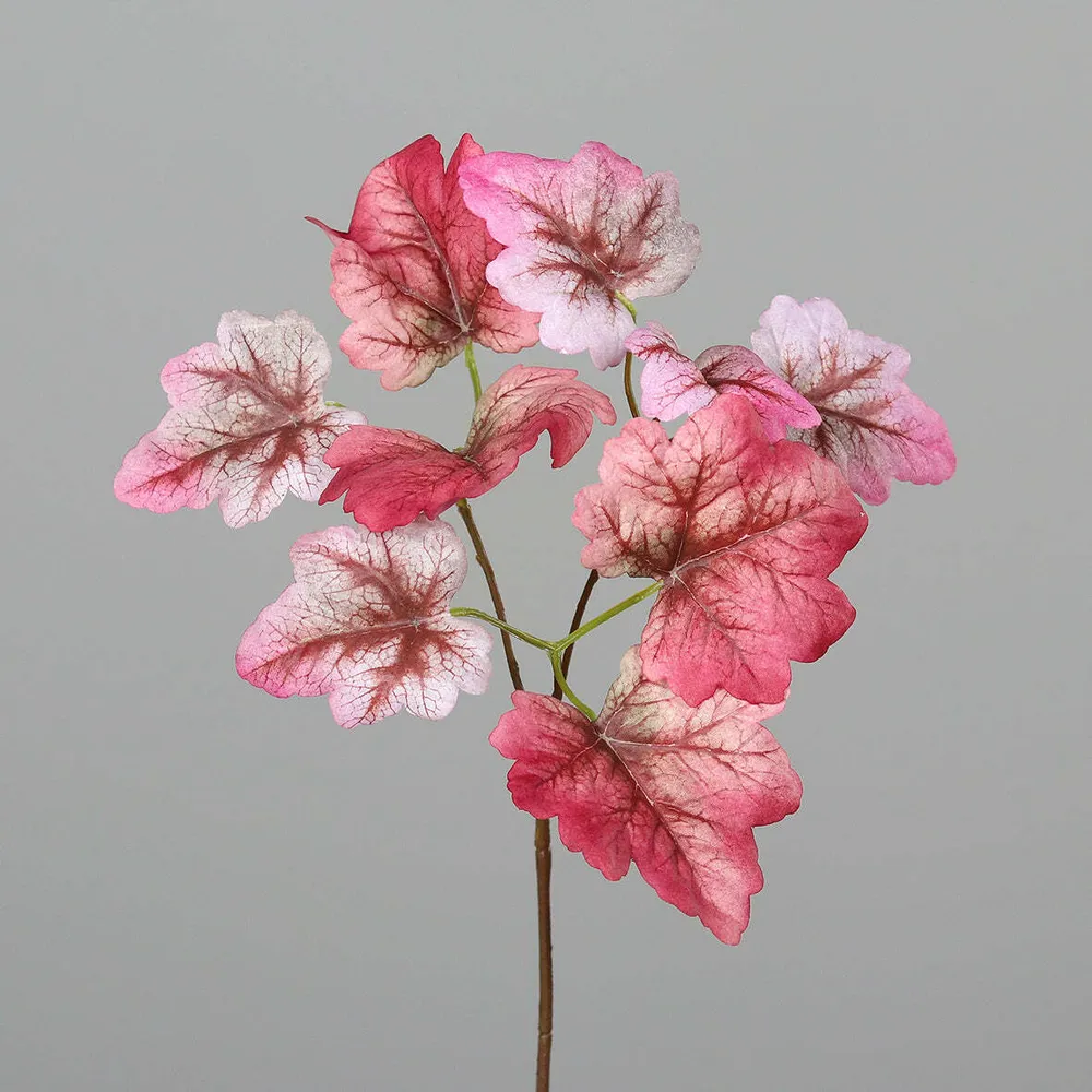 Feuillage branche artificielle Heuchere en piquet - 8 feuilles artificielles - H.40cm rose Z2
