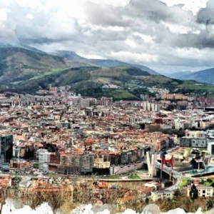Bilbao depuis le belvédère d’Artxanda style aquarelle Fine Artic