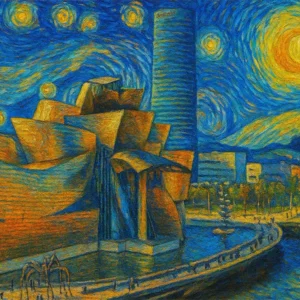 Bilbao Guggenheim style Nuit étoilée Fine Artic