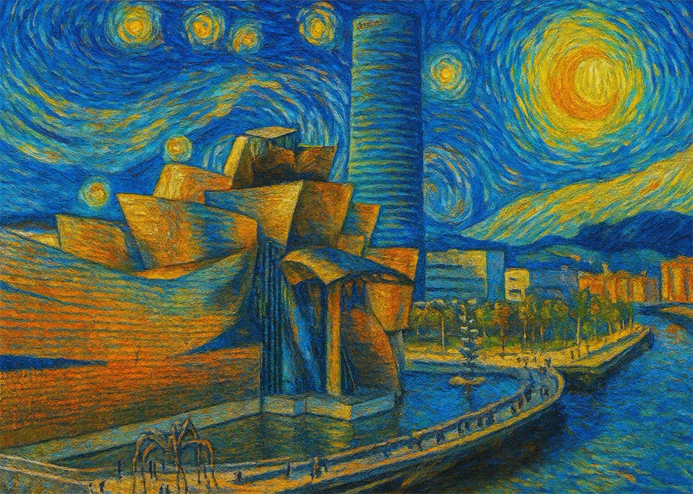 Bilbao Guggenheim style Nuit étoilée Fine Artic