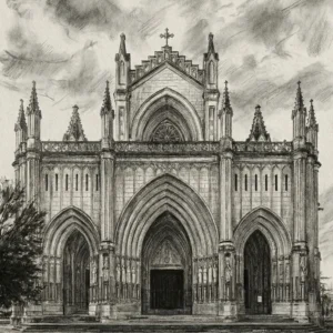 Cathédrale de Marie Immaculée de Vitoria style crayon Fine Artic