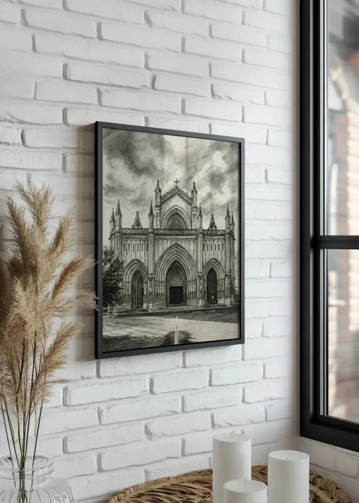 Cathédrale de Marie Immaculée de Vitoria style crayon Fine Artic