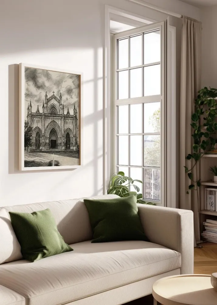 Cathédrale de Marie Immaculée de Vitoria style crayon Fine Artic