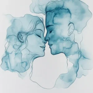 Couple s’embrassant aquarelle Fine Artic