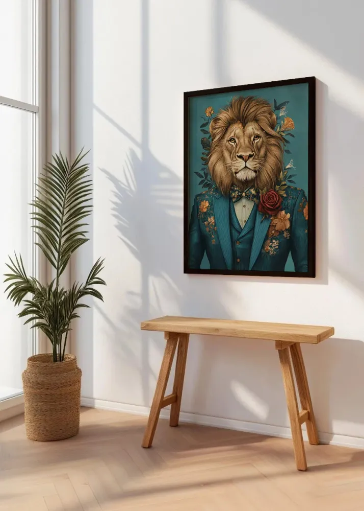 Lion habillé comme une personne en costume Fine Artic