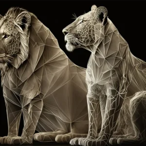 Lion et lionne en formes Fine Artic