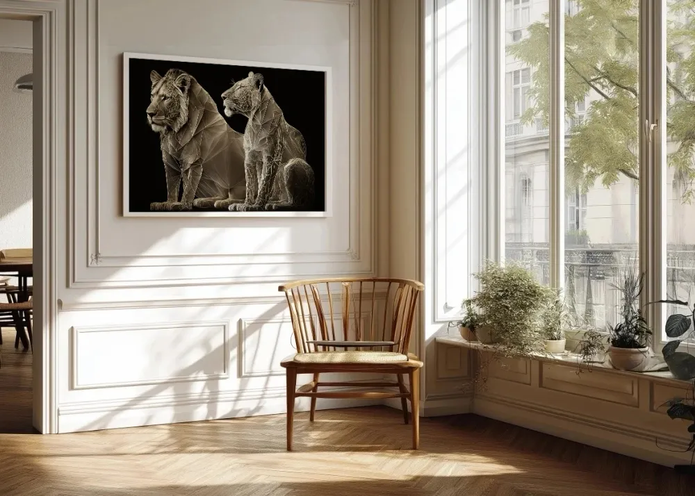 Lion et lionne en formes Fine Artic