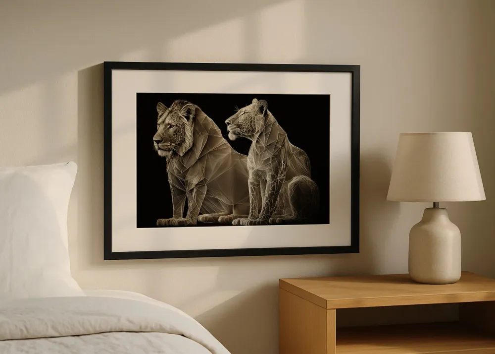 Lion et lionne en formes Fine Artic