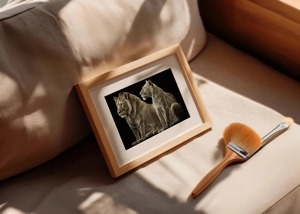 Lion et lionne en formes Fine Artic